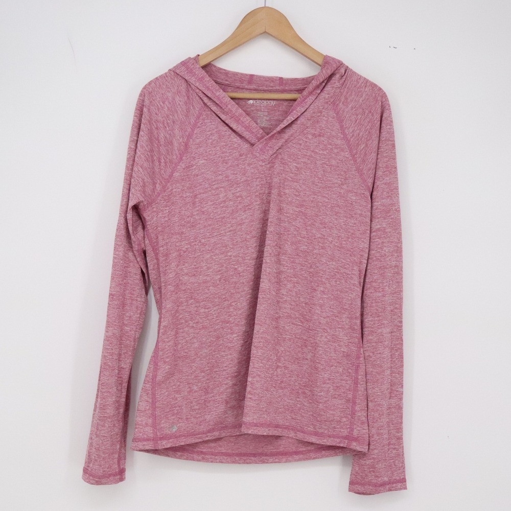 Ideology Hoodie Womens Large Space Dye Pink Long Sleeve Pullover Active